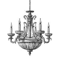 A drawing of a chandelier with five candles vector
