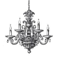 A drawing of a chandelier with candles vector