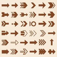 Various arrows and arrows in brown and white vector