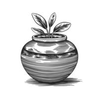 A drawing of a pot with a plant inside vector