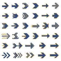 A set of arrows with different colors and sizes vector