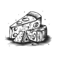 Cheese sketch illustration vector