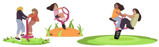 Children Playing In Playground vector