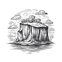 An island with trees and a rock in the middle vector