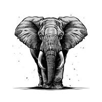 An elephant with tusks on a white background vector