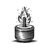 A black and white drawing of a fire in a pot vector