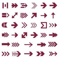 Various arrows and arrows in red and white vector