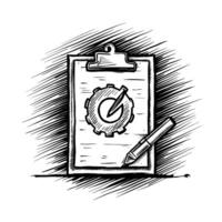 Clipboard with a pen and clock icon illustration vector