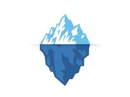 Iceberg Floating in Blue Ocean , Isolated flat style Illustration. vector