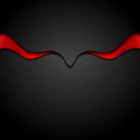 Contrast red black abstract waves background vector