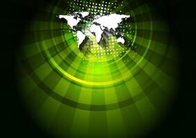 Dark green technology background with world map vector