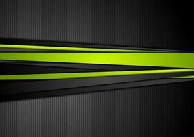 Tech black background with contrast green stripes vector