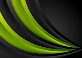 Abstract smooth black green wavy corporate background vector