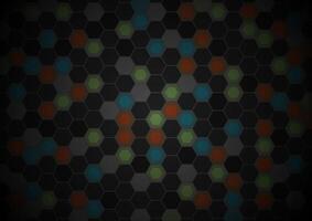 Black and colorful hexagons tech pattern design vector