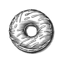 A donut is drawn in black and white on a white background vector