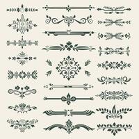 Set of vintage floral design elements, decorative elements and decorative elements vector