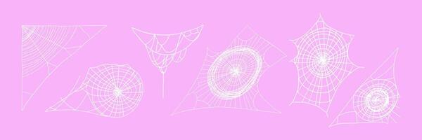 Set of spider web in flat style. Hand drawn illustration. vector
