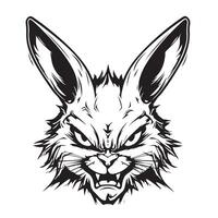 A black and white illustration of a rabbit head vector