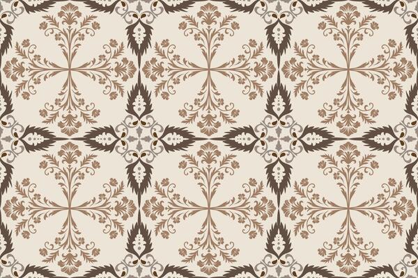 Seamless vintage damask pattern in brown tones on a cream background. Traditional design for wallpaper, home decor, upholstery and textiles. Classic and luxurious and sophisticated pattern.