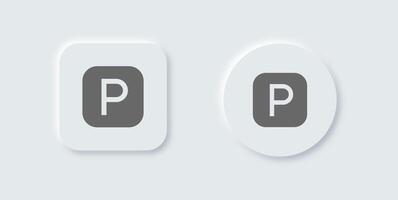 Parking solid icon in neomorphic design style. Automobile signs illustration. vector