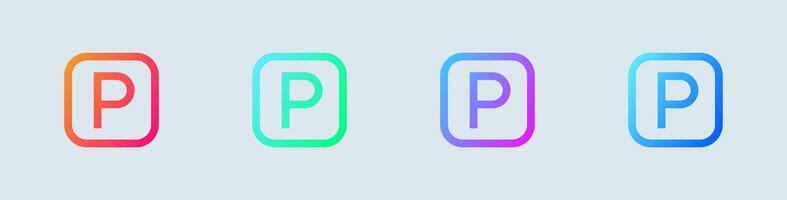 Parking line icon in gradient colors. Automobile signs illustration. vector