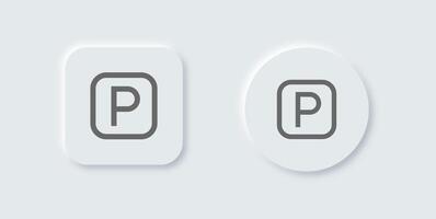 Parking line icon in neomorphic design style. Automobile signs illustration. vector