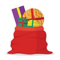 Santa's sack with gifts on white background. vector