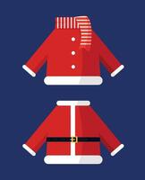 Santa jacket with scarf and jacket with waist belt. vector