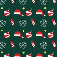 Seamless pattern with hat, snowflakes and other items. vector