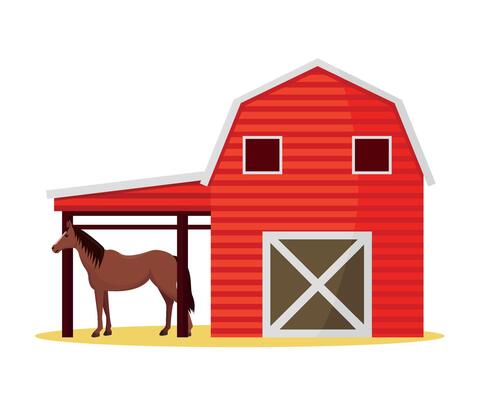 A barn or stable with a horse.