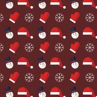 Seamless pattern with Santa hat, mitten and more on dark background. vector