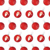 Seamless pattern with Santa and snowflakes on balls. vector