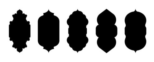 Architectural type of black arches shapes and forms. Traditional western and Islamic culture design. silhouette isolated on transparent background. Arch, door and window design collection vector