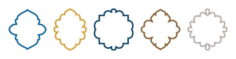 Set of Arabic and Moroccan window shapes, Islamic arches for mosque gates. Ramadan Kareem, Eid Mubarak outlines for labels and templates. icons on transparent background. Flat, minimal style vector