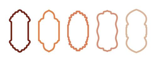 Modern minimalist aesthetic line arch frames in trendy boho style. Shape Islamic door and window silhouette. Modern Y2K design outline elements, geometric form for banner, social media, poster vector