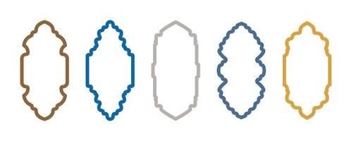 Islamic window and door arch set with Arabic and Moroccan style. Transparent background. Editable outline icons. Ramadan Kareem mosque gate shapes for labels, social media, and design templates vector