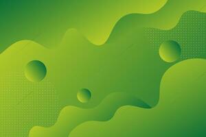 Bright green abstract background with wave and circle pattern. vector