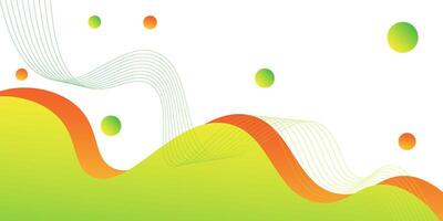 Modern green and orange geometric business banner design. Creative banner design with wave shapes and fluid lines on white background as a template. vector