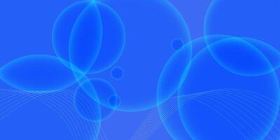 Dynamic abstract bright blue bubble gradient illustration on geometric background with simple circle and line pattern. Cool and bright design. vector