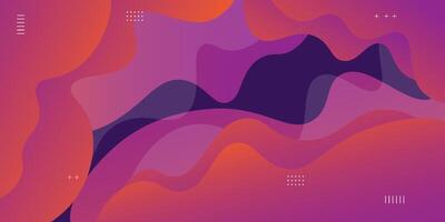 3d liquid shape background. Futuristic purple gradient pattern. Wave background. Colorful geometric poster background. Orange to purple flow brochure. Eps10 vector