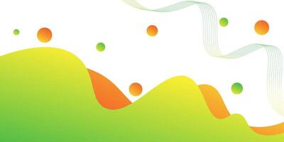 Modern green and orange geometric business banner design. Creative banner design with wave shapes and fluid lines on white background as a template. eps 10 vector