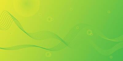 Green geometric business banner background with bright yellow combination on design. Creative banner design with wavy line shape as template. Simple horizontal banner. Eps10 vector