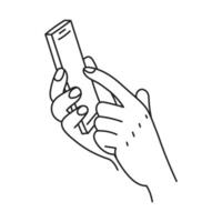 Gesture with smartphone Line art vector