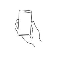 Hand Gesture with Smartphone Line Art vector