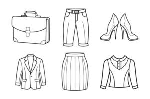 Office Chic Line Art Bundle Featuring Professional Attire vector