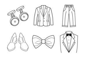 Formal Wear Line Art Bundle with Elegant Attire vector