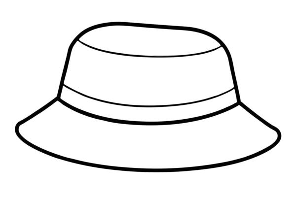 Casual Bucket Hat Line Art Illustration with Subtle Stitching