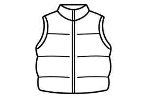 Quilted Vest Line Art Illustration with Padded Design and Zippered Pockets vector