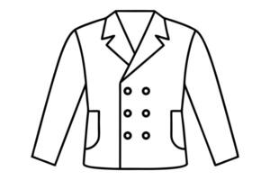Peacoat Line Art Illustration of Tailored Coat with Large Buttons vector