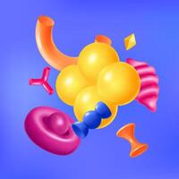Composition with 3D abstract shapes in gradient style vector